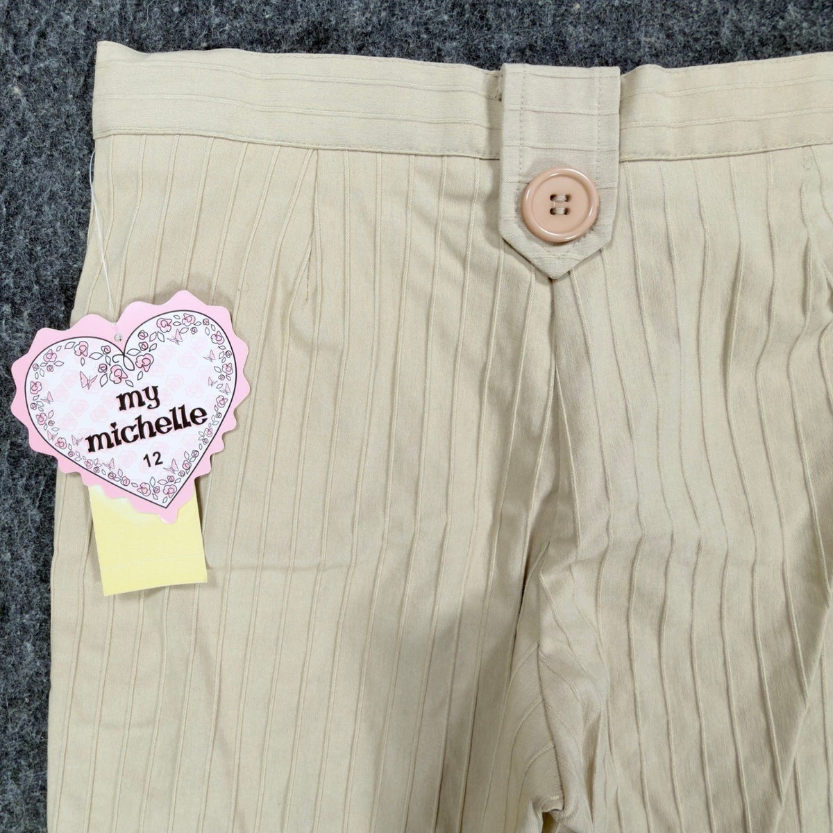 My Michelle Y2K Capri Pants Girls 12 Beige Striped NWT Deadstock Khaki C664 - take2supply