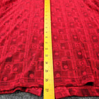 N Touch Blouse Womens Medium Vintage Red Black Geometric Button Front 3/4 Sleeve - take2supply
