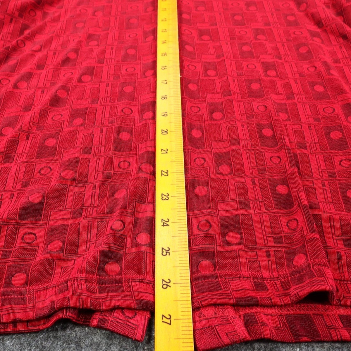 N Touch Blouse Womens Medium Vintage Red Black Geometric Button Front 3/4 Sleeve - take2supply