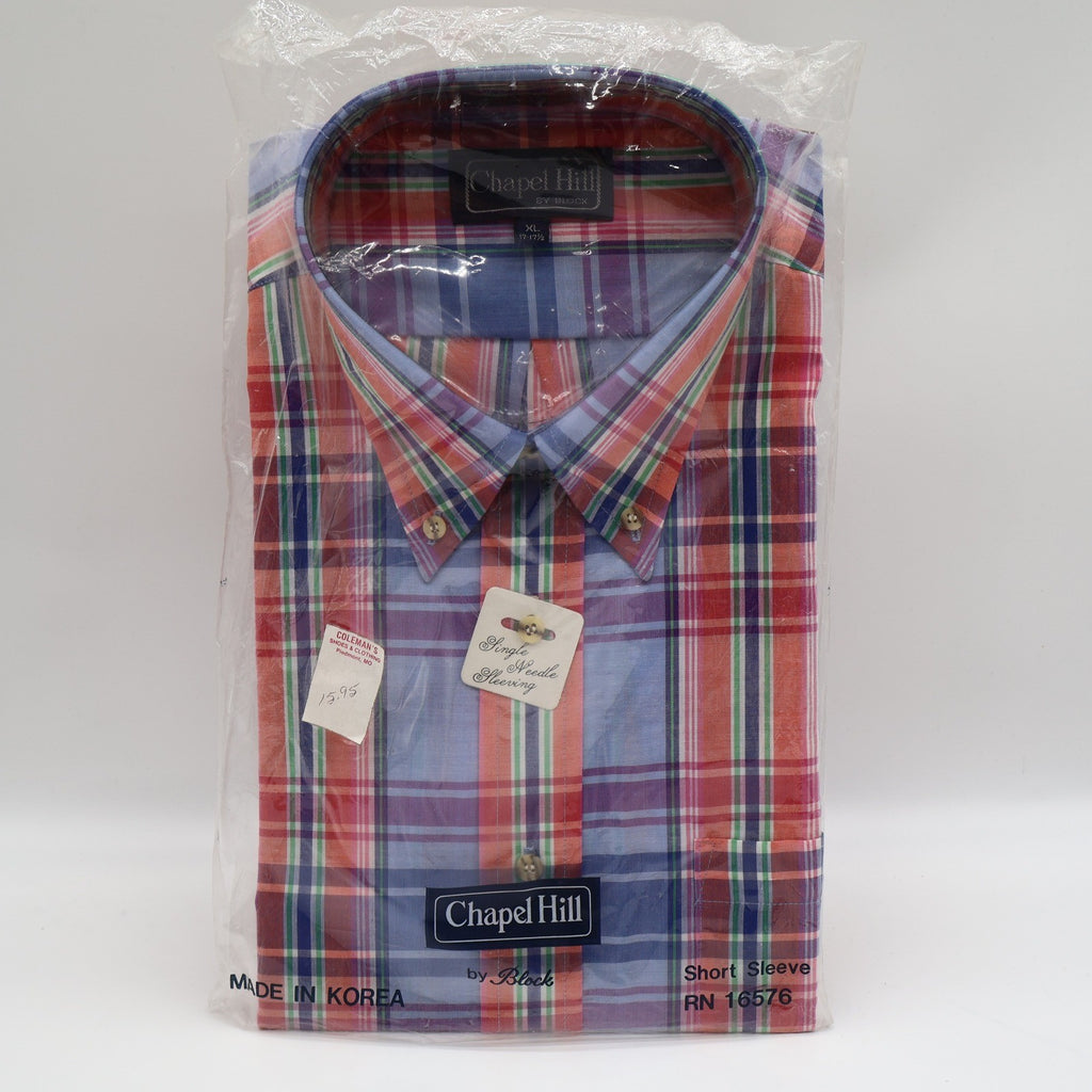 Chapel Hill by Block Shirt Mens XL Vintage Plaid Short Sleeve Button Down New - take2supply