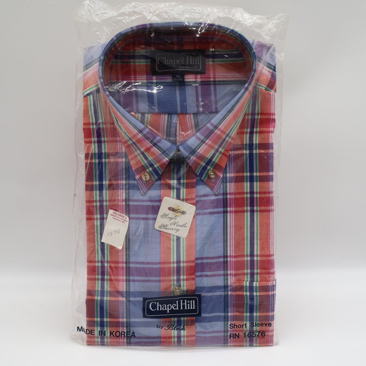Chapel Hill by Block Shirt Mens XL Vintage Plaid Short Sleeve Button Down New - take2supply