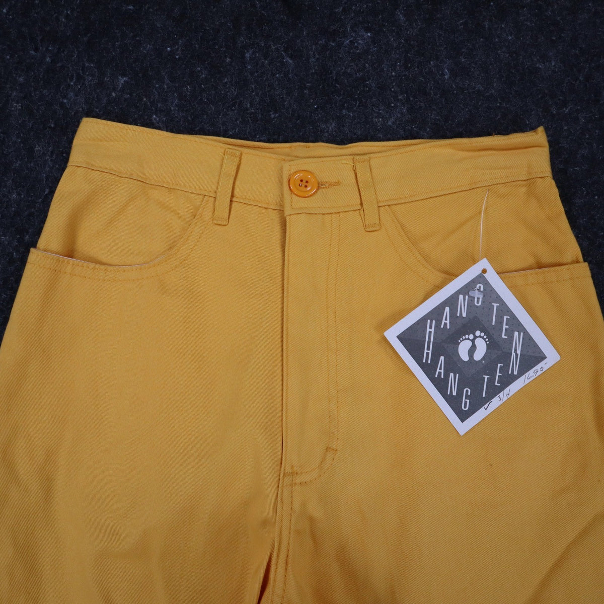 Hang Ten Shorts Womens 3/4 Vintage 90s Yellow Cotton High Rise Made in USA NOS - take2supply