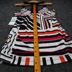 My Michelle geometric-striped tank top with braided black straps, back length ruler view