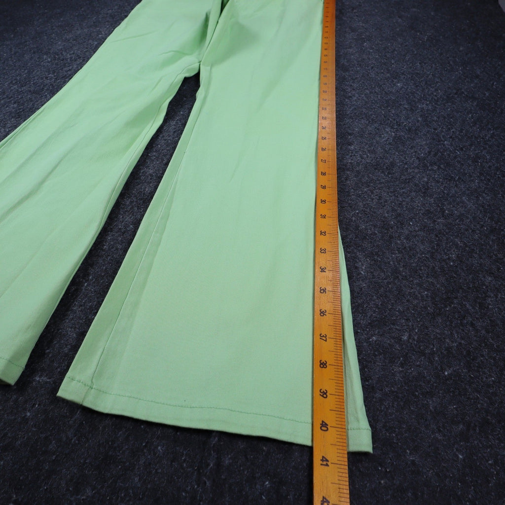 Casual Kiss Flare Pants Womens 10 L Lime Green Cotton Stretch Y2K Style C876 - take2supply