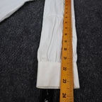AGB Blouse Womens Small White Stretch Cotton Ruffle V-Neck Long Sleeve Button Up - take2supply