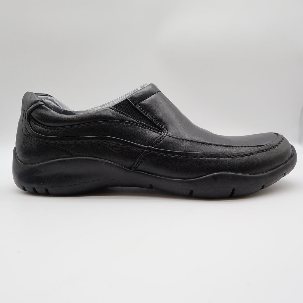 Hush Puppies Zone Slip On Loafers Mens 10 M Black Leather Comfort Shoes H100050 - take2supply