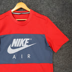 Nike Air T-Shirt Mens Medium Red Blue Polyester Mesh Athletic Colorblock Logo - take2supply