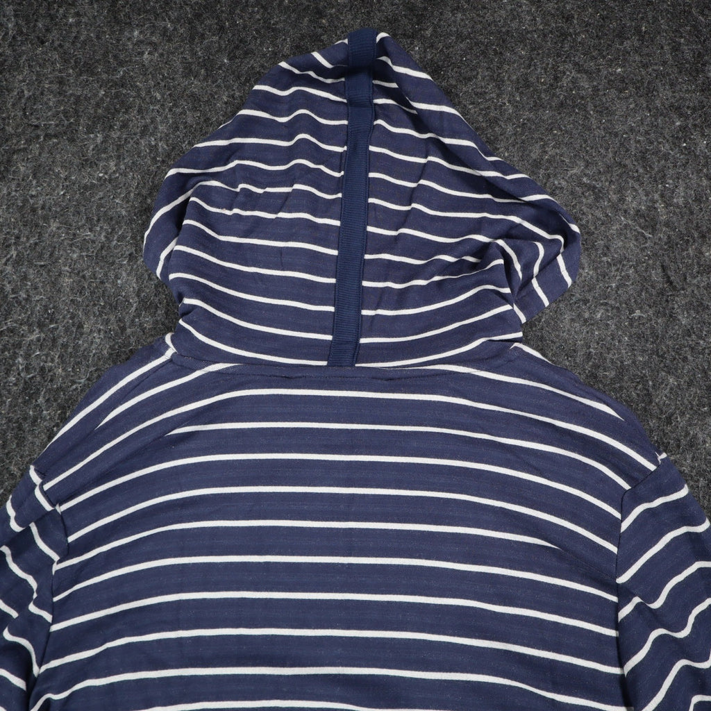 Erin London Womens L Navy White Striped Zip Hoodie Bell Sleeve Pockets NWT - take2supply