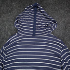 Erin London Womens L Navy White Striped Zip Hoodie Bell Sleeve Pockets NWT - take2supply