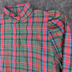 Fancy Free Plaid Blouse Womens 9 Vintage 80s Red Green Puff Shoulder Mock Neck - take2supply