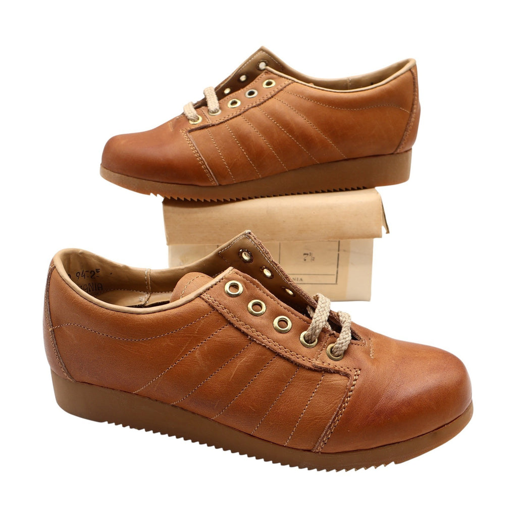 Sportiques Sneakers 7.5 Vintage Deadstock Brown Leather Gum Ripple Sole Romania - take2supply