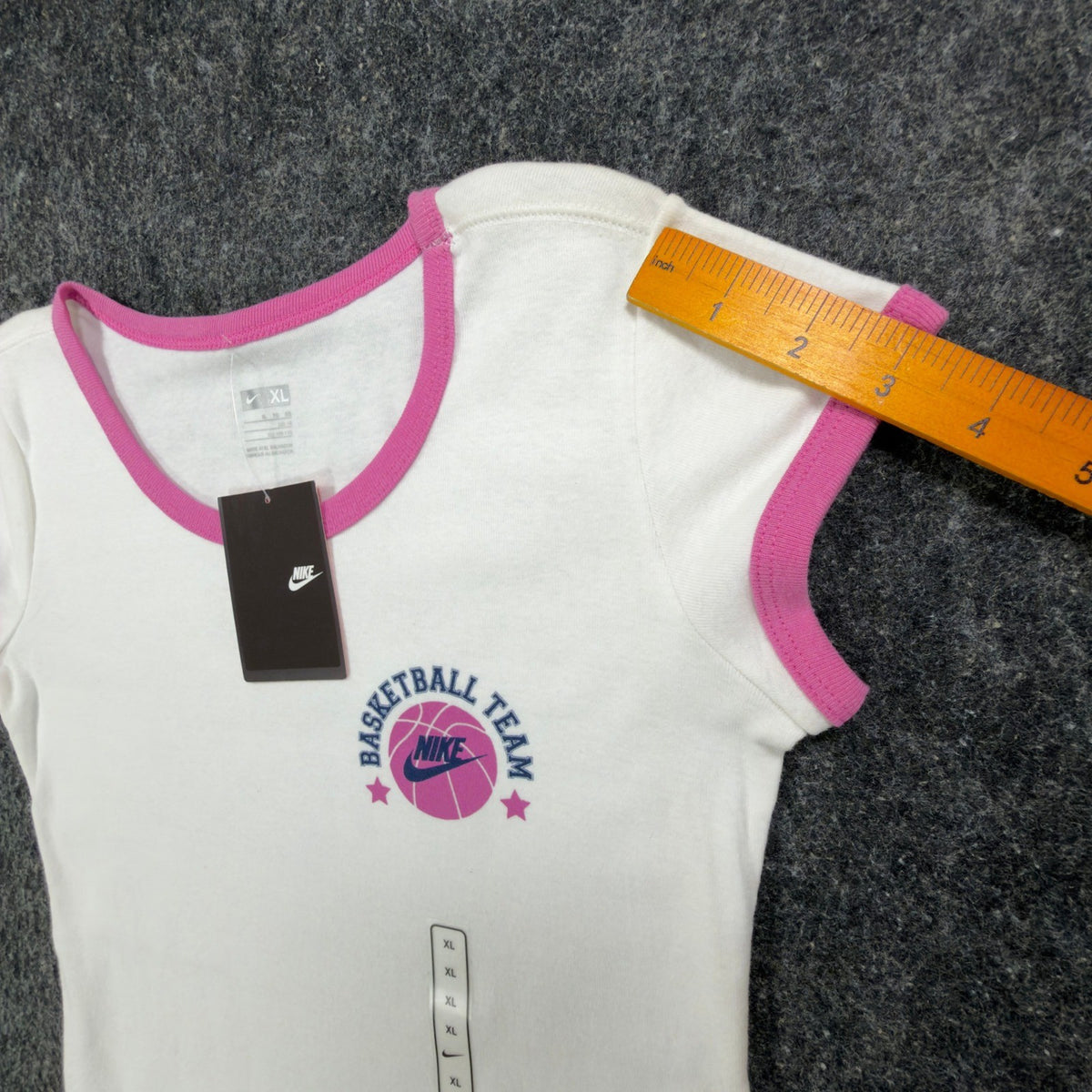 Nike Y2K Ringer Tee Girls XL White Pink Basketball Team 216485 NWT - take2supply