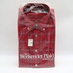 Bud Berma Weekender Plaid Shirt Mens Medium Vintage Red Cotton Blend Deadstock - take2supply