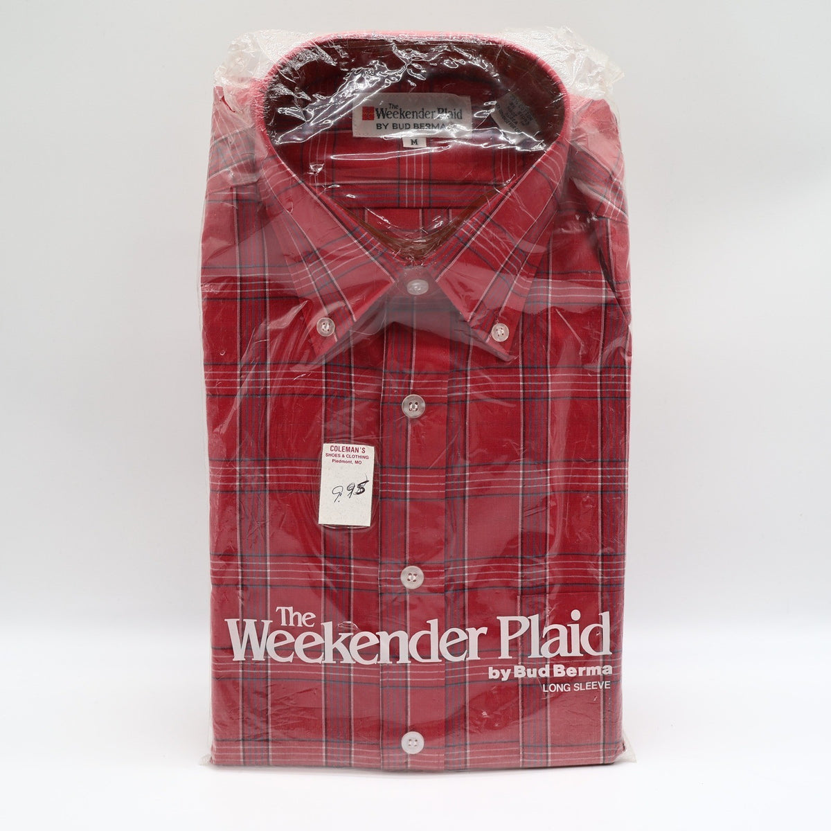 Bud Berma Weekender Plaid Shirt Mens Medium Vintage Red Cotton Blend Deadstock - take2supply
