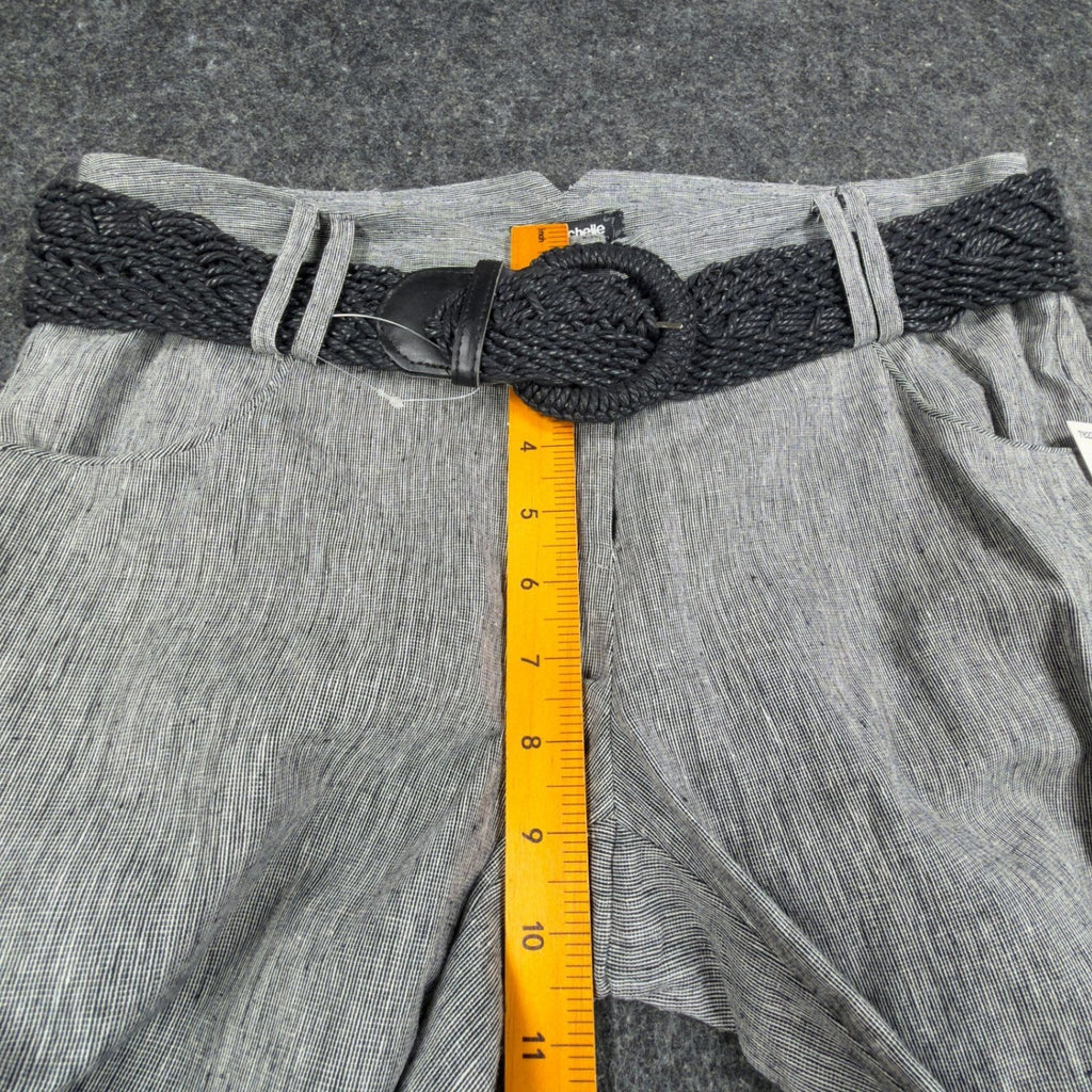 my michelle Y2K Wide Leg Trousers Womens 9 Gray Linen Cotton NWT C704 - take2supply