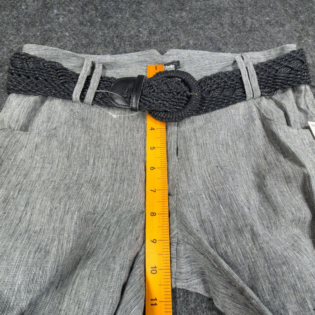 my michelle Y2K Wide Leg Trousers Womens 9 Gray Linen Cotton NWT C704 - take2supply