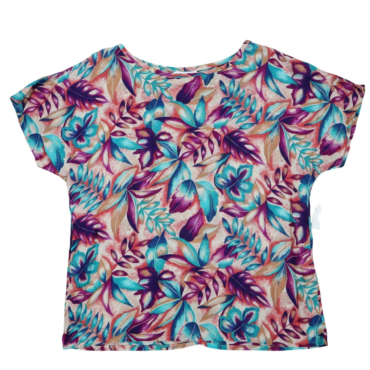 Xtrovert by Donnkenny Blouse Womens Medium Vintage 90s Rayon Tropical Floral USA - take2supply