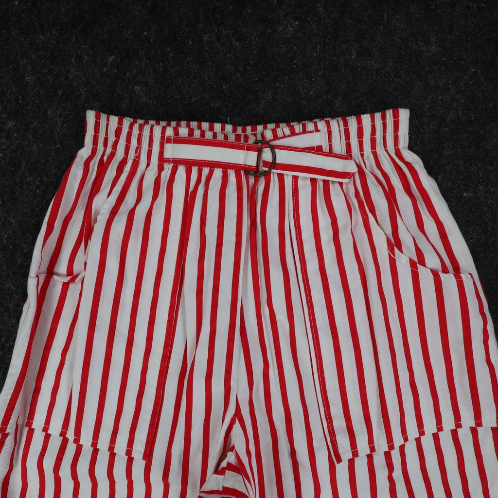 Hang Ten Shorts Womens Medium Vintage 80s Red White Striped Cotton Deadstock NWT - take2supply
