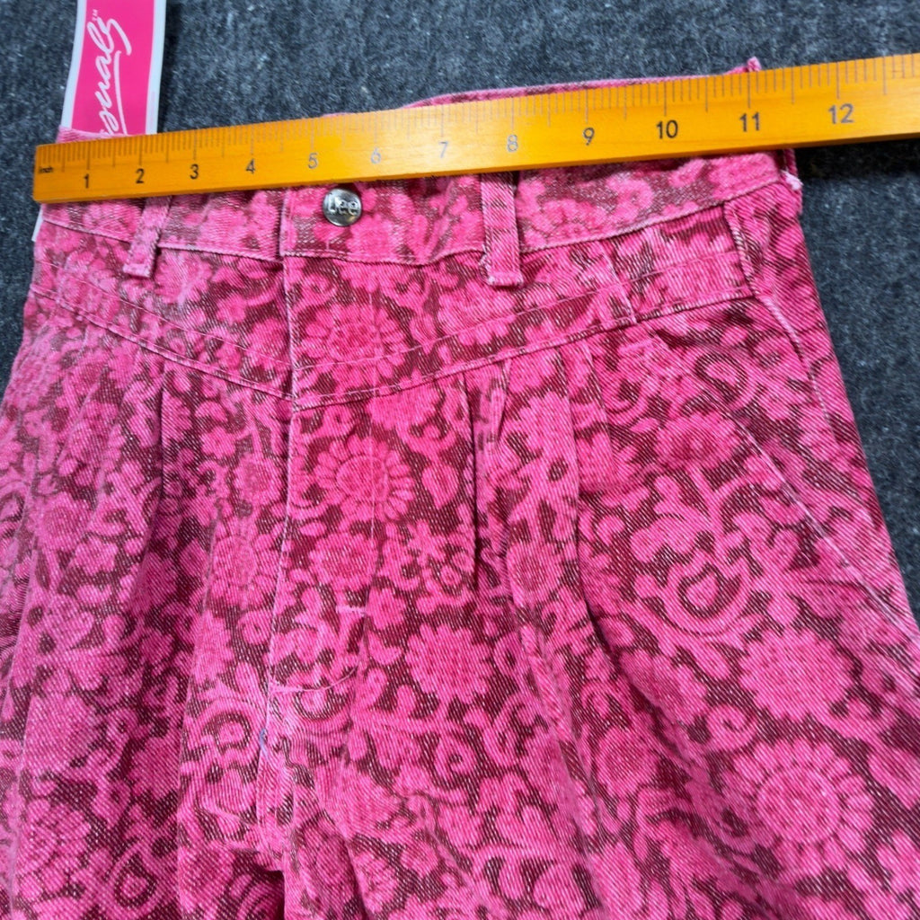 Lee Vintage 80s Floral Casuals Pants Girls 14 Slim Pink USA Made NOS NWT - take2supply