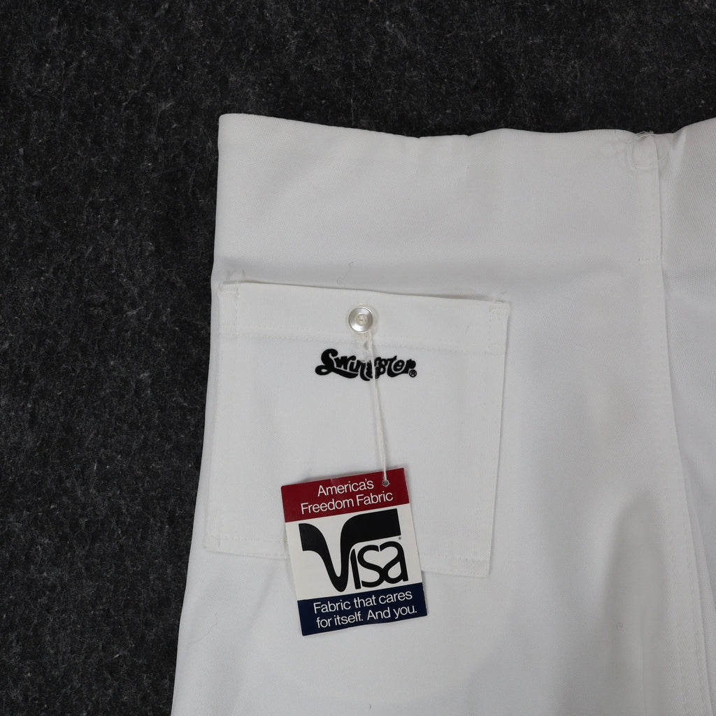 Swingster Athletic Shorts Mens L Vintage 70s White Polyester Visa Fabric USA - take2supply