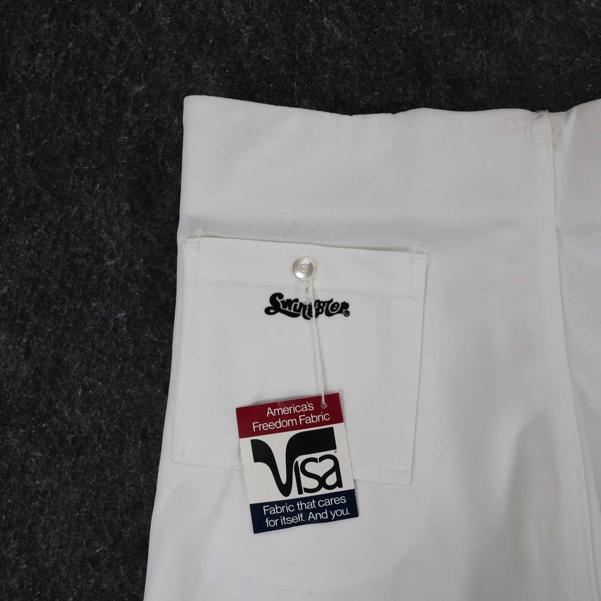 Swingster Athletic Shorts Mens L Vintage 70s White Polyester Visa Fabric USA - take2supply