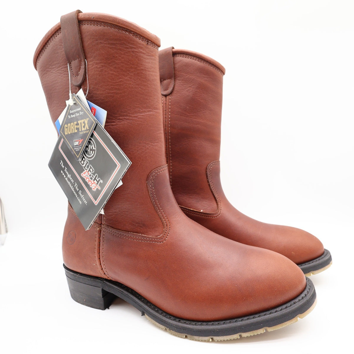 Double-H Ranch Wellington Boots Mens 8.5 D Brown Leather Gore-Tex NWT 2580 - take2supply