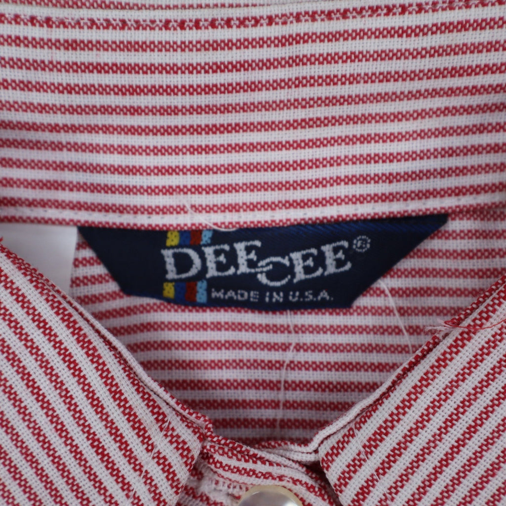 Dee Cee Striped Button Down Shirt Womens 7/8 Vintage Red White Short Sleeve USA - take2supply