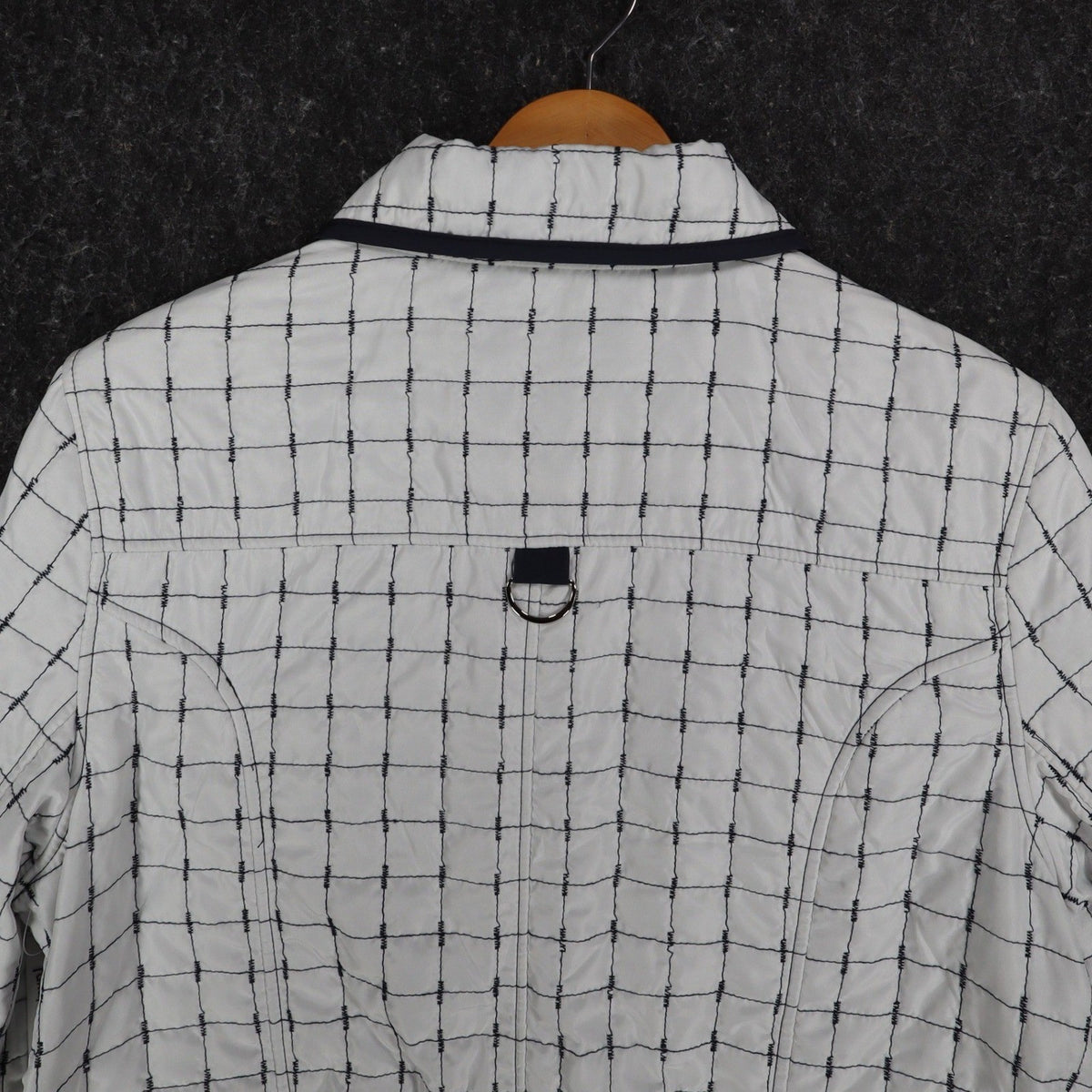 Marcona Reversible Quilted Jacket Womens Medium White Navy Grid Snap Front NWT - take2supply