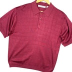 IRVINE PARK Mens Red Plaid Knit Short Sleeve Polo Shirt XL - take2supply