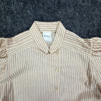 Fancy Free Vintage 80s Puff Sleeve Blouse Womens 5 Tan Striped New - take2supply