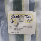 Jack Tar Shirt Boys 3T Blue Green Stripe Short Sleeve Button Down USA NWT - take2supply