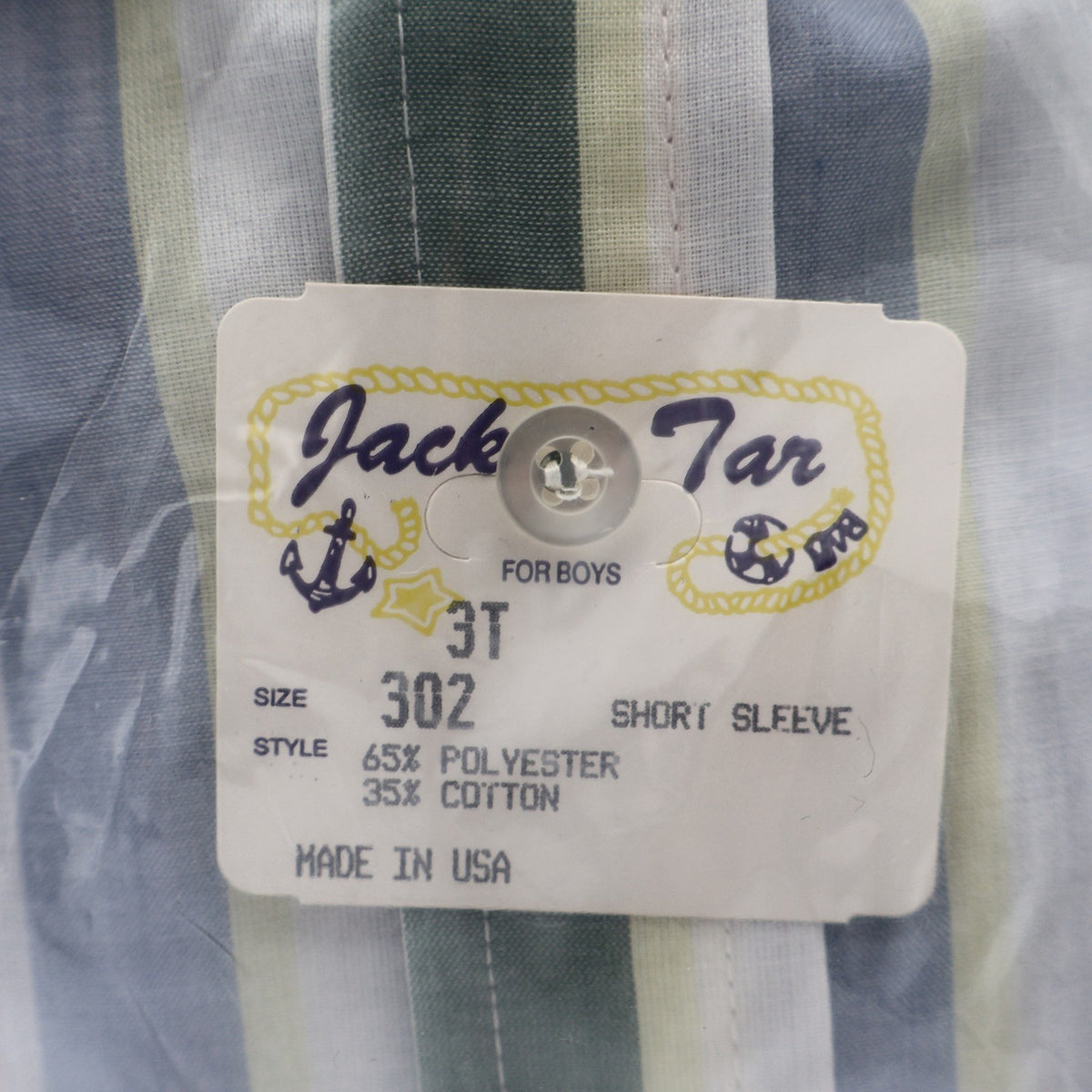 Jack Tar Shirt Boys 3T Blue Green Stripe Short Sleeve Button Down USA NWT - take2supply