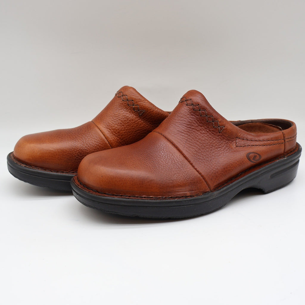 Dexter Escapes Mules Womens 6.5 Vintage Cognac Grained Leather Slip On Clogs - take2supply