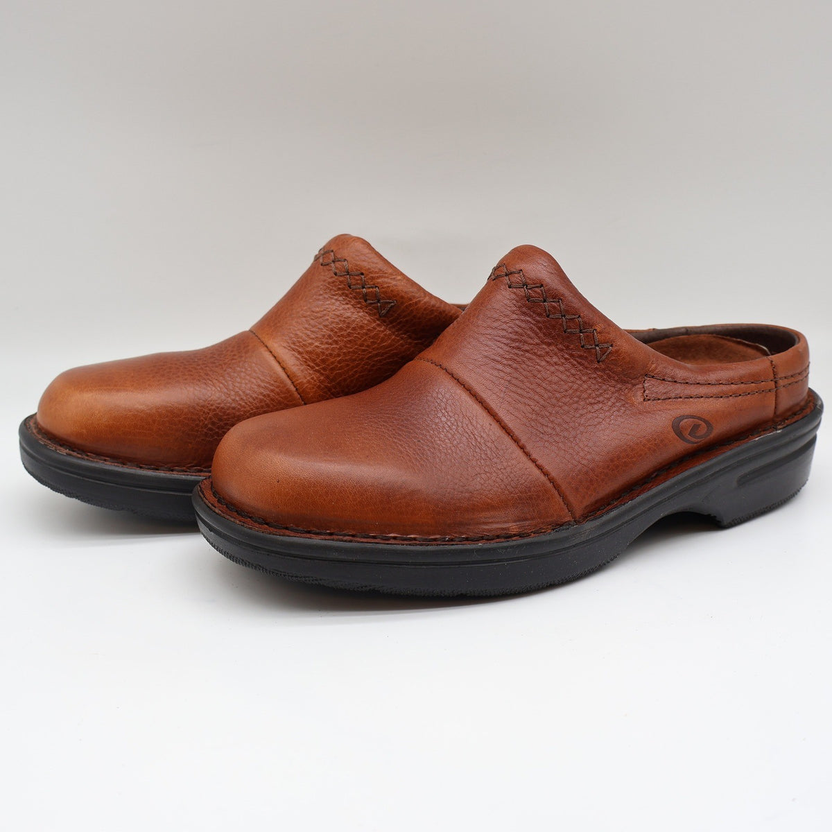 Dexter Escapes Mules Womens 6.5 Vintage Cognac Grained Leather Slip On Clogs - take2supply