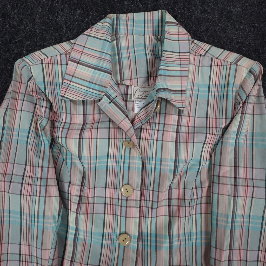 Company Collection Blazer Womens 12 Pastel Plaid Cotton Blend Unlined Jacket NWT - take2supply
