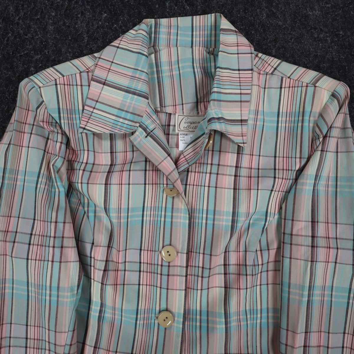 Company Collection Blazer Womens 12 Pastel Plaid Cotton Blend Unlined Jacket NWT - take2supply