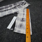 Tribal Cold Shoulder Top Womens Small Gray White Tie Dye Rayon Stretch V-Neck - take2supply