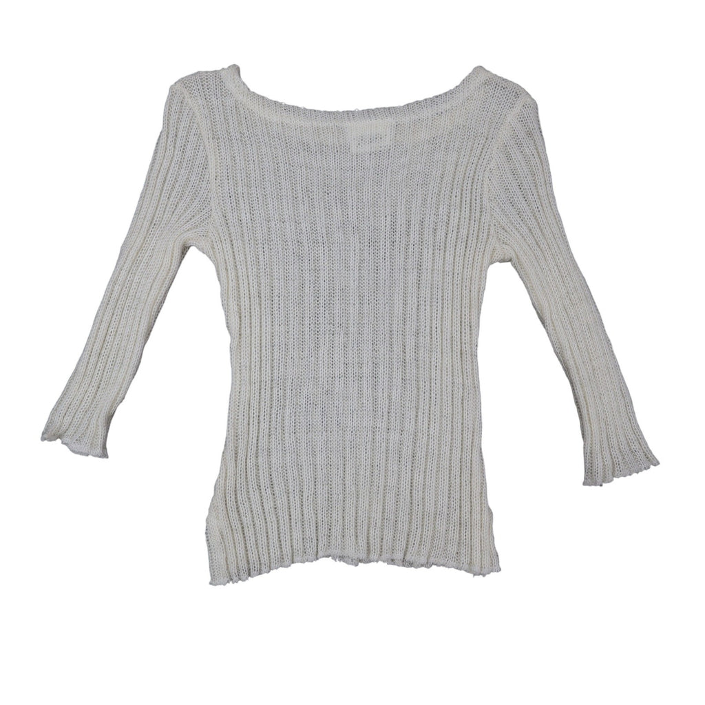 A. Byer Sweater Womens Medium Vintage 90s Cream Mohair Ribbed Open Knit Top - take2supply