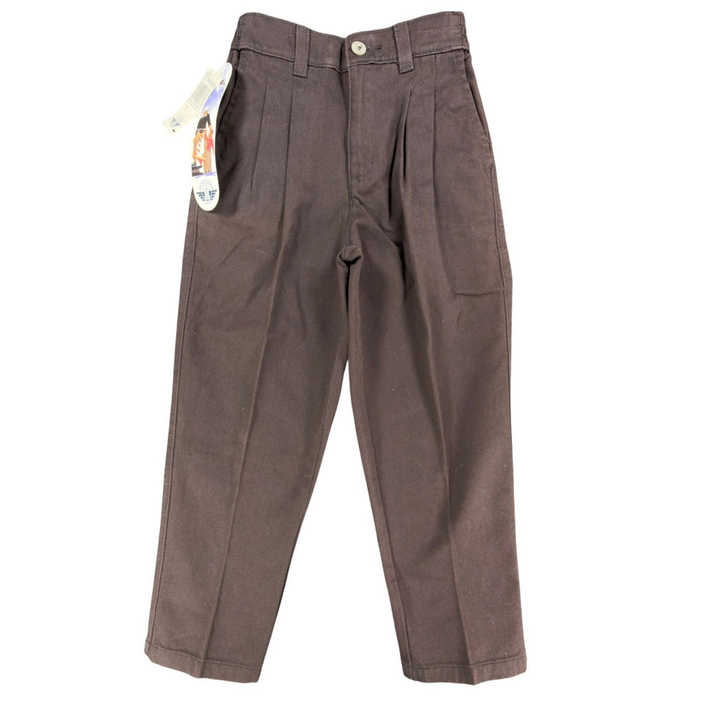 Dockers Vintage 90s Pleated Chino Pants Boys 7 Brown Cotton Slim NWT - take2supply