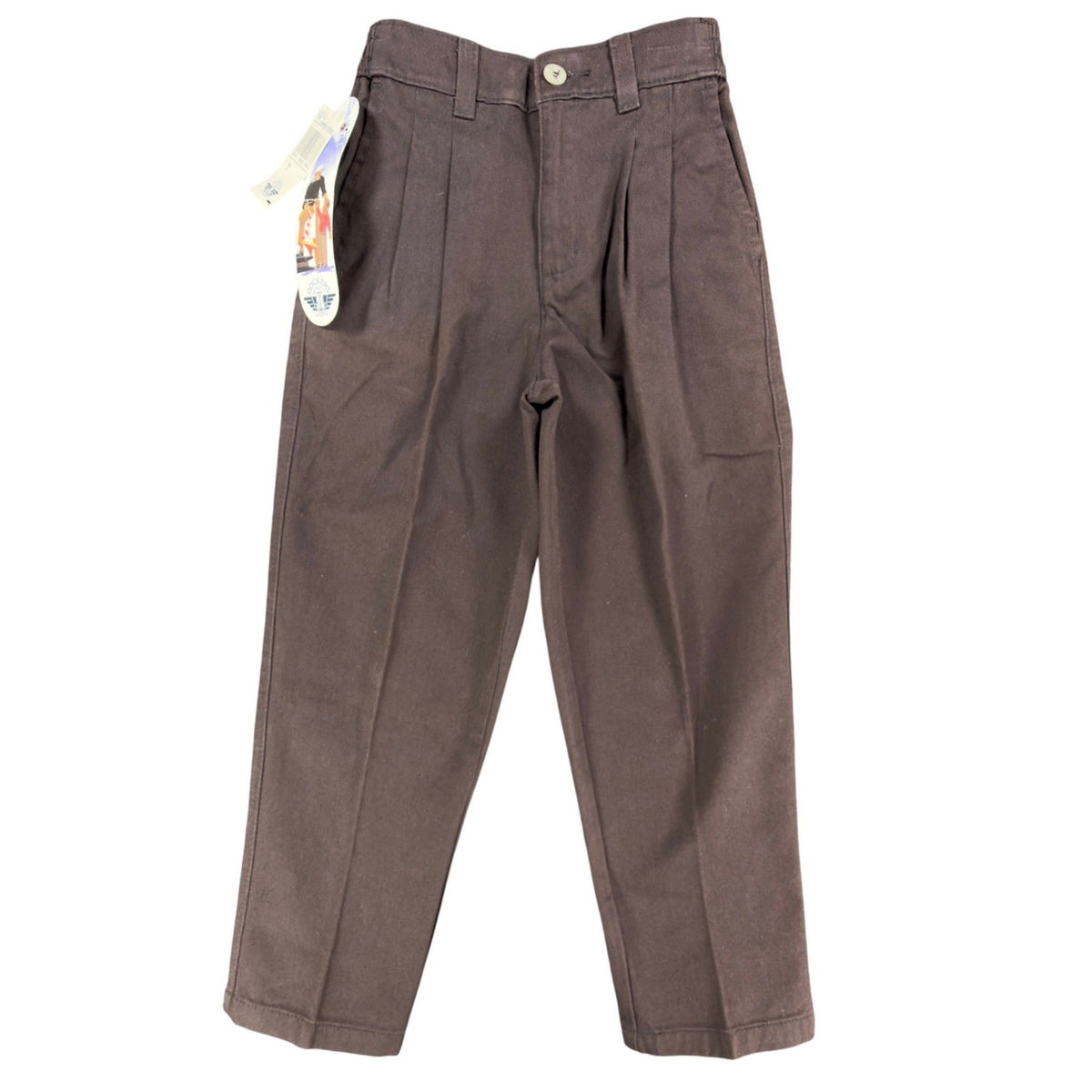Dockers Vintage 90s Pleated Chino Pants Boys 7 Brown Cotton Slim NWT - take2supply