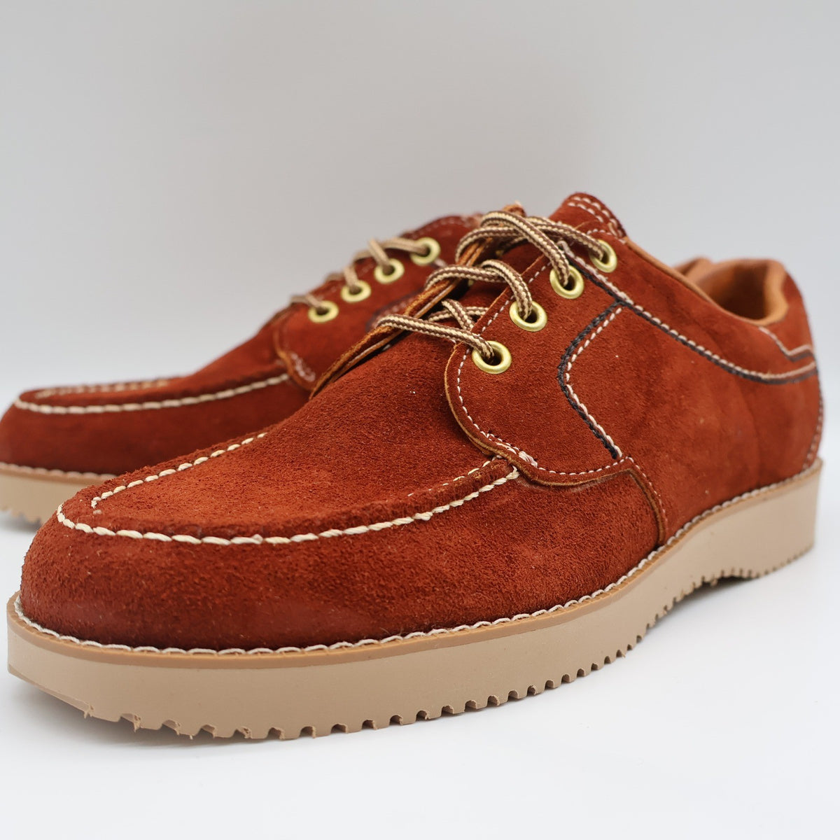 James Pepper Oxford Shoes Mens 5.5 D Vintage Rust Brown Suede Moc Toe - take2supply