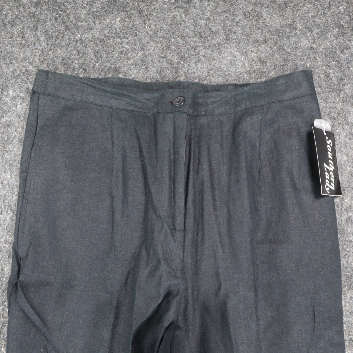 Southern Lady Linen Rayon Pants Womens 12 Black Wide Leg Pleated Trousers 553M - take2supply