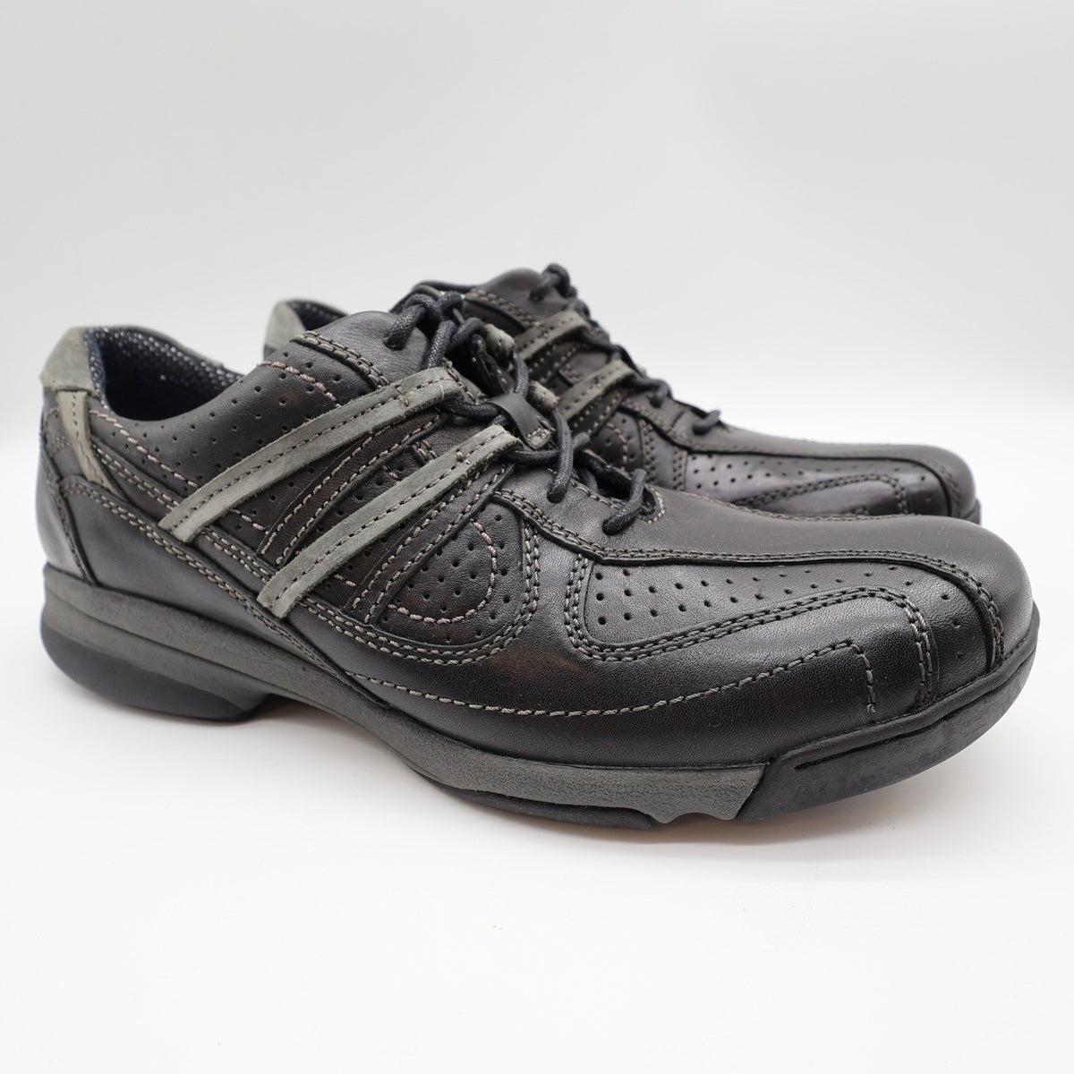 Hush Puppies Integrate Black Leather Walking Shoes Mens 9 Medium H101169 New - take2supply