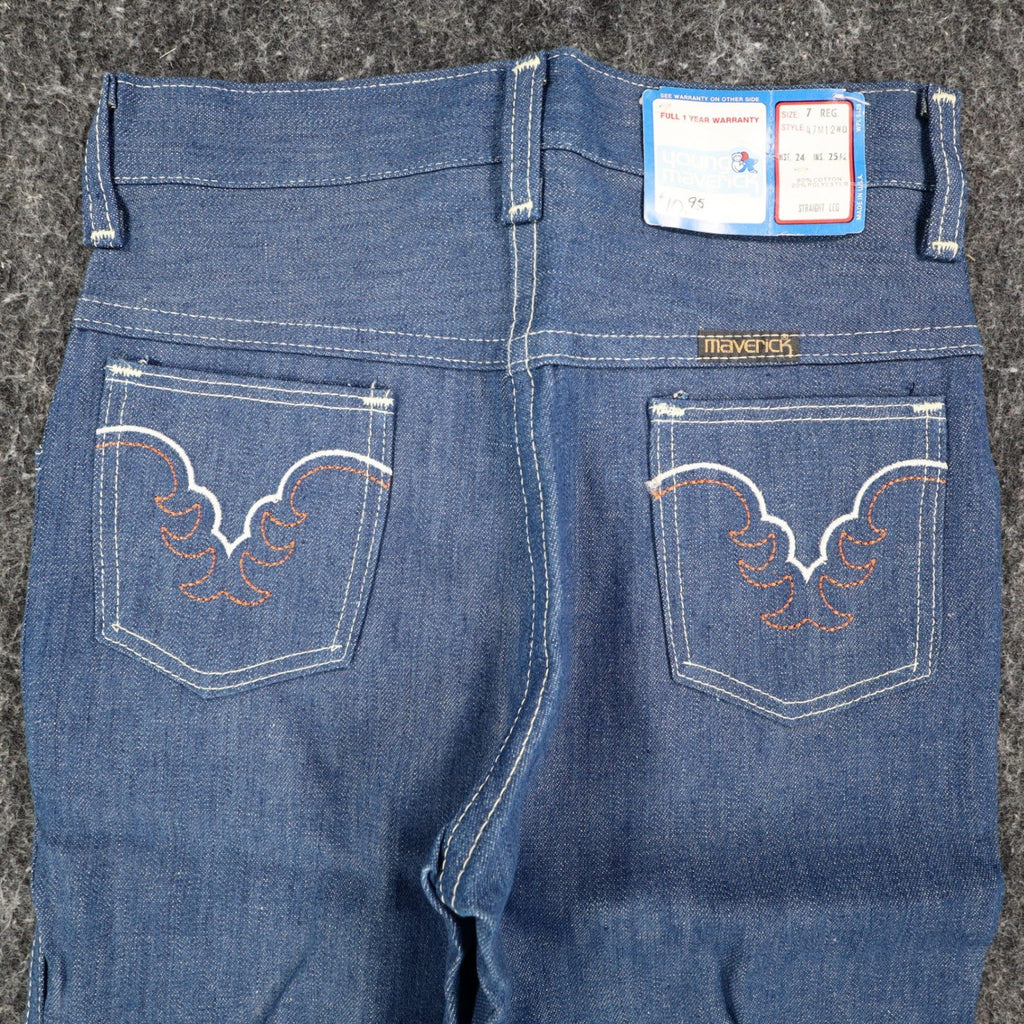 Vintage Young Maverick Boys Jeans 7 Regular Blue Straight Leg USA NWT - take2supply
