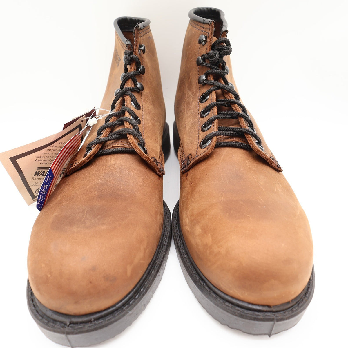 Walker Vintage 90s Work Boots Mens 11 D Brown Leather NWT Made in USA Deadstock - take2supply