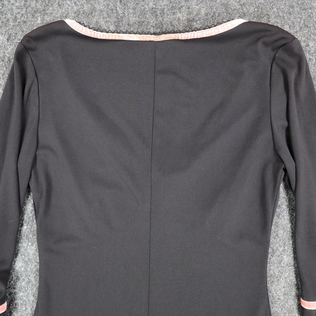 My Michelle Dress Medium Women Y2K Black Pink Velvet Trim V-Neck Sheath C832 - take2supply