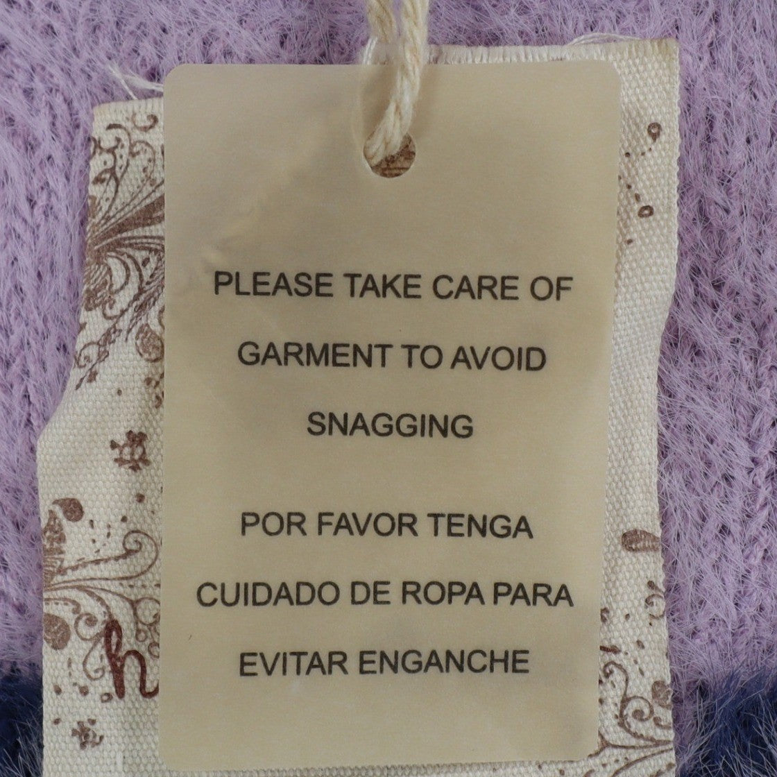 Hem & Thread Weekend Sweater Womens Large Lavender Fuzzy Eyelash Knit 31351 - take2supply