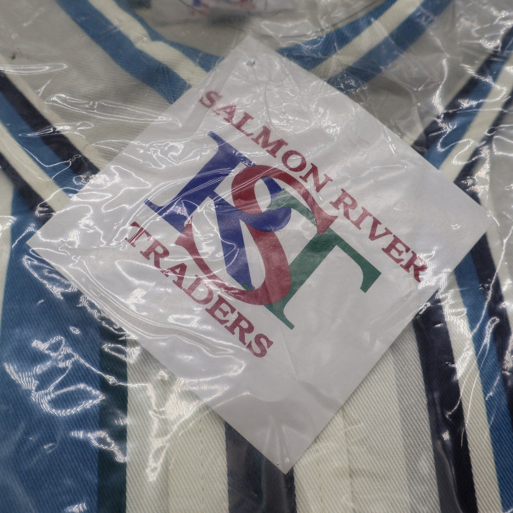Salmon River Traders Shirt Mens XL Vintage 90s Striped Short Sleeve Blue New - take2supply