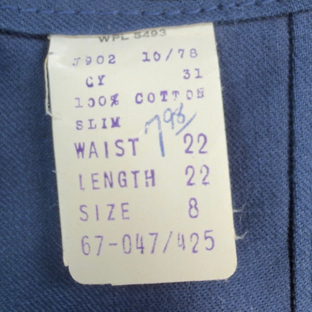 Dee Cee Vintage 70s Painter Pants Boys 8 Slim Blue USA Made NOS NWT 22x22 - take2supply