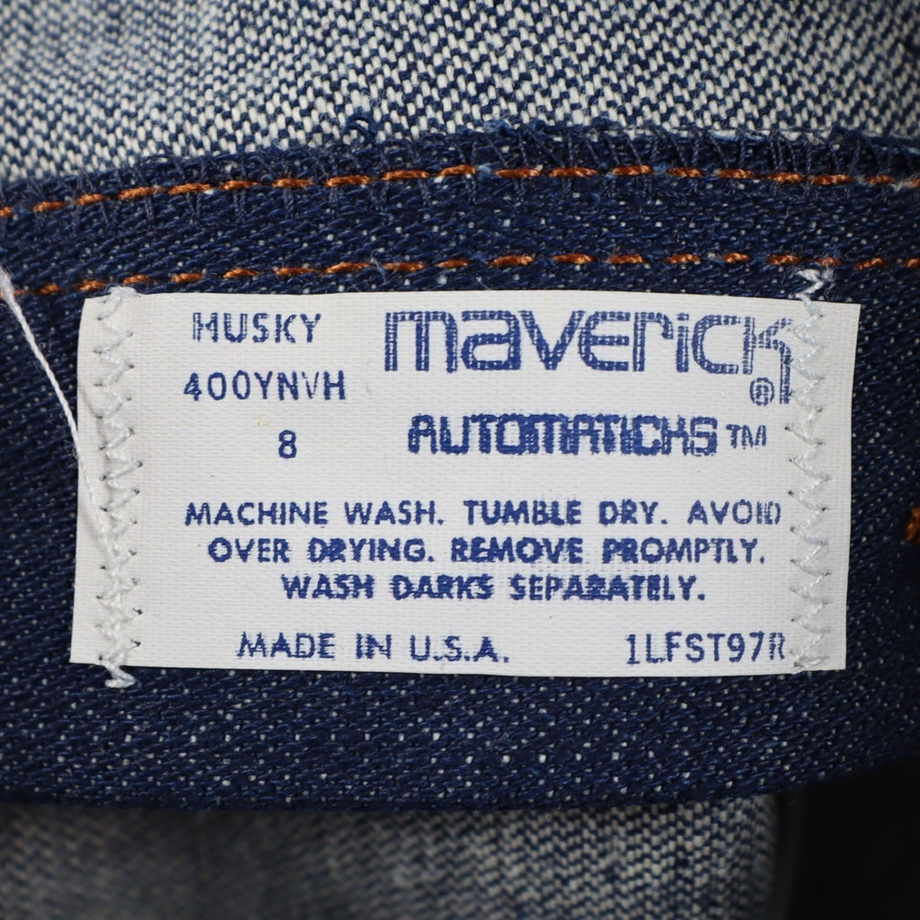 Maverick Western Boot Jean Boys 8 Husky Vintage 70s Deadstock Indigo Denim USA - take2supply